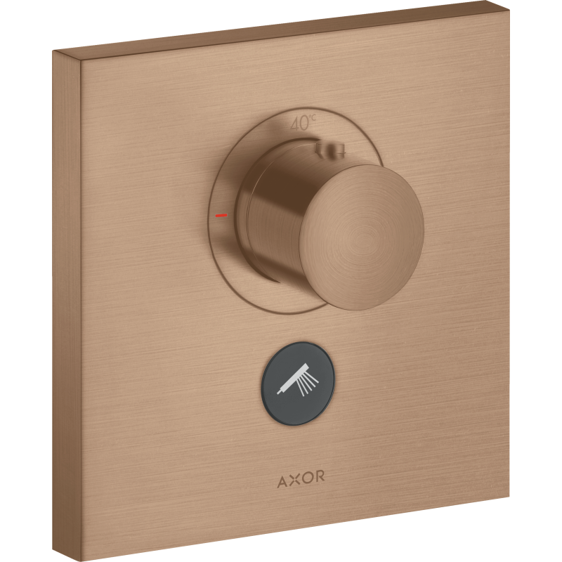 Bateria termo. HighFlow do 1 odb. z dodatkowym wyjściem, kwadratowa, podtynk. Czerwony Złoty brushed ShowerSelect AXOR 36716310
