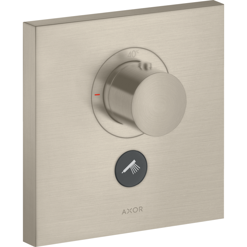 Bateria termo. HighFlow do 1 odbiornika z dodatkowym wyjściem, kwadratowa, podtynkowa Nikiel brushed ShowerSelect AXOR 36716820