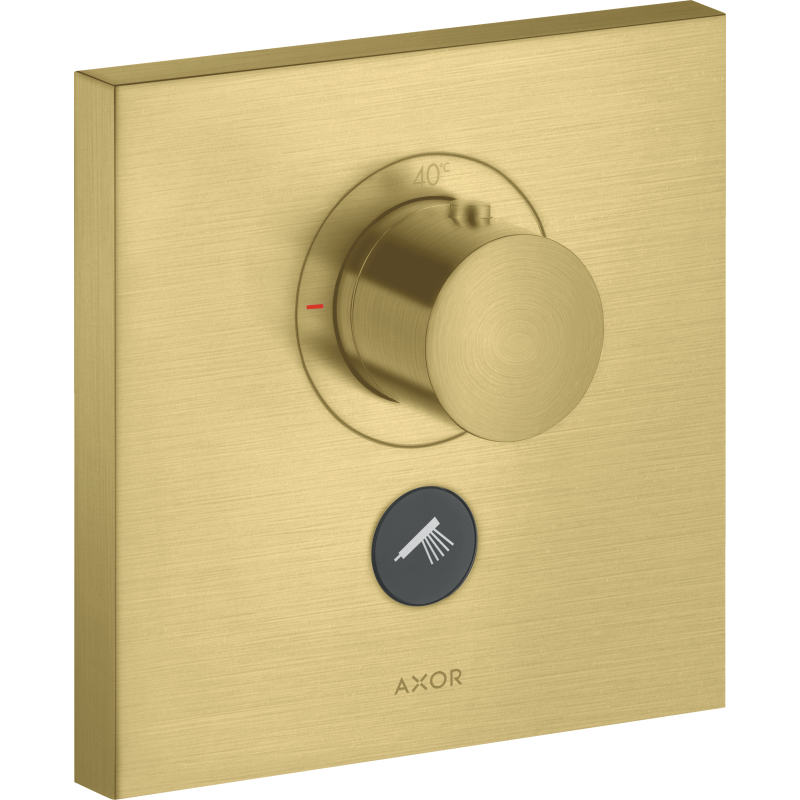 Bateria termo. HighFlow do 1 odbiornika z dodatkowym wyjściem, kwadratowa, podtynkowa Mosiądz brushed ShowerSelect AXOR 36716950