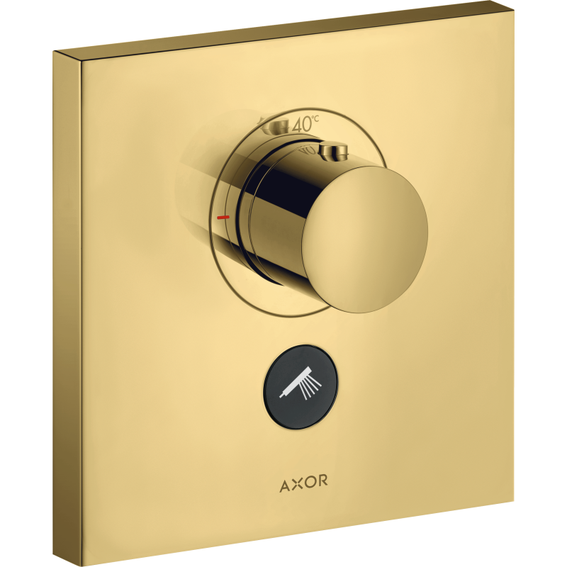 Bateria termo. HighFlow do 1 odbiornika z dodatkowym wyjściem, kwadratowa, podtynkowa Złoty poler ShowerSelect AXOR 36716990