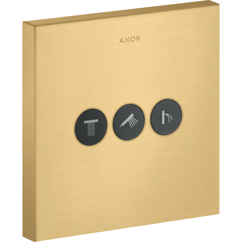 Zawór odcinający do 3 odbiorników, kwadratowy, podtynkowy Złoty Optyczny Szczotkowany ShowerSelect AXOR 36717250