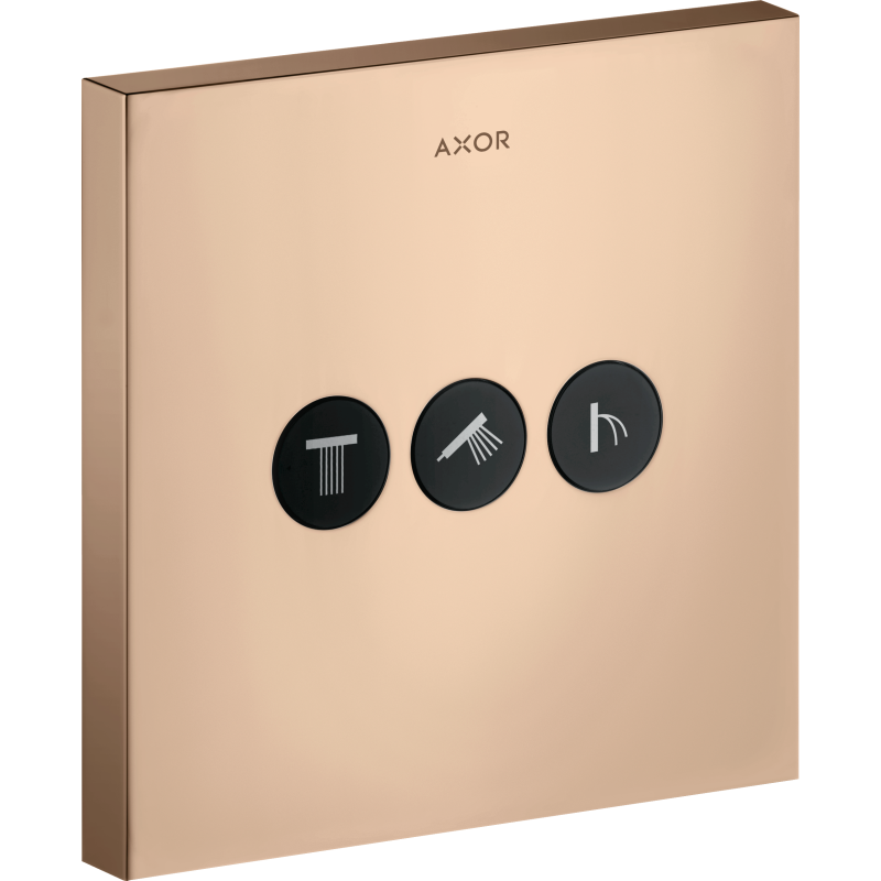 Zawór odcinający do 3 odbiorników, kwadratowy, podtynkowy Czerwony Złoty Polerowany ShowerSelect AXOR 36717300