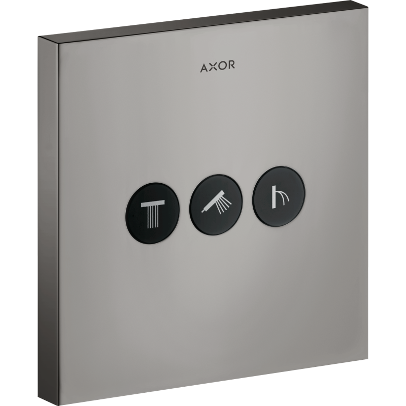 Zawór odcinający do 3 odbiorników, kwadratowy, podtynkowy Czarny Chrom Polerowany ShowerSelect AXOR 36717330