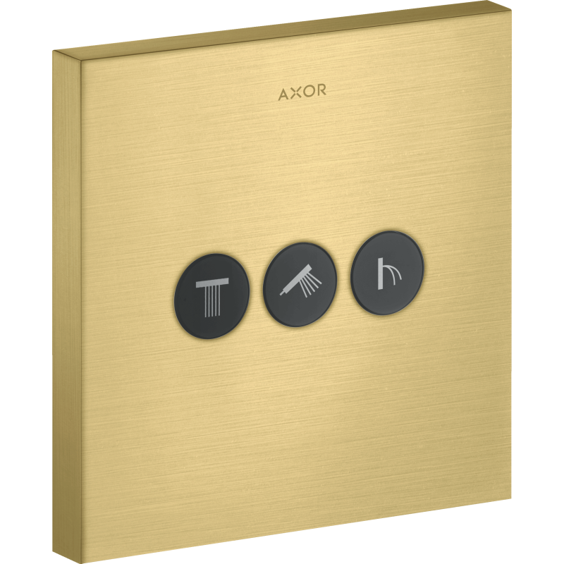 Zawór odcinający do 3 odbiorników, kwadratowy, podtynkowy Mosiądz Szczotkowany ShowerSelect AXOR 36717950
