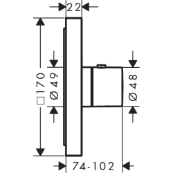 Bateria termostatyczna HighFlow, kwadratowa, podtynkowa Mosiądz Szczotkowany ShowerSelect AXOR 36718950
