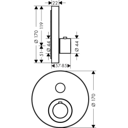 Bateria termostatyczna do 1 odbiornika, okrągła, podtynkowa Czarny Chrom Szczotkowany ShowerSelect AXOR 36722340