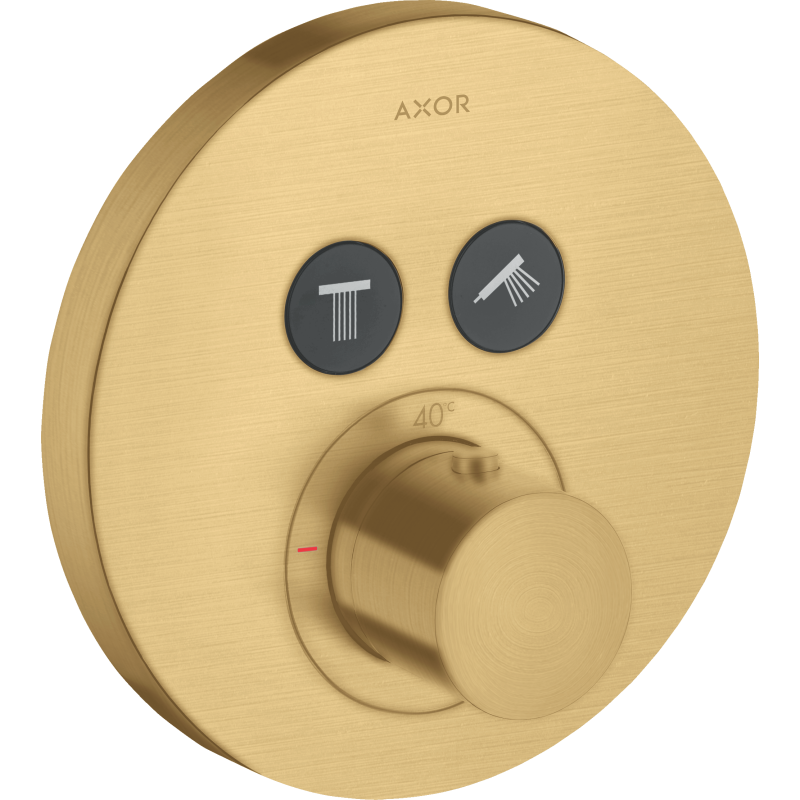 Bateria termostatyczna do 2 odbiorników, okrągła, podtynkowa Złoty Optyczny Szczotkowany ShowerSolutions AXOR 36723250