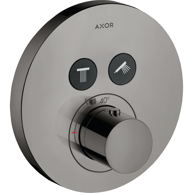 Bateria termostatyczna do 2 odbiorników, okrągła, podtynkowa Czarny Chrom Polerowany ShowerSolutions AXOR 36723330