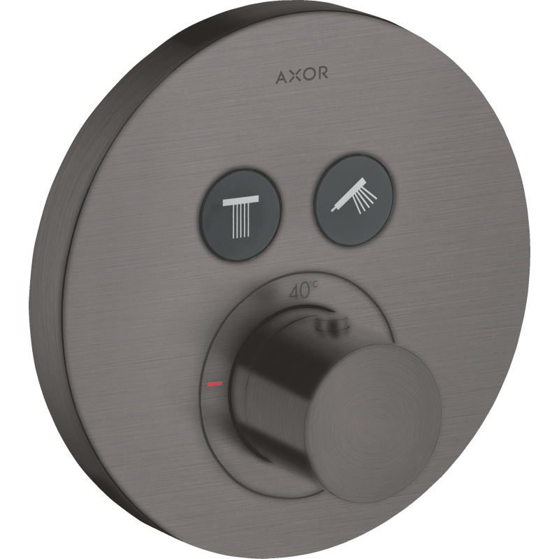 Bateria termostatyczna do 2 odbiorników, okrągła, podtynkowa Czarny Chrom Szczotkowany ShowerSolutions AXOR 36723340