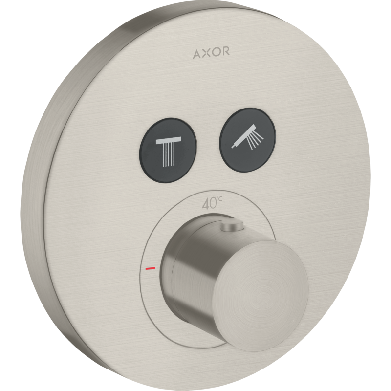 Bateria termostatyczna do 2 odbiorników, okrągła, podtynkowa Stal Szlachetna Optyczna ShowerSolutions AXOR 36723800