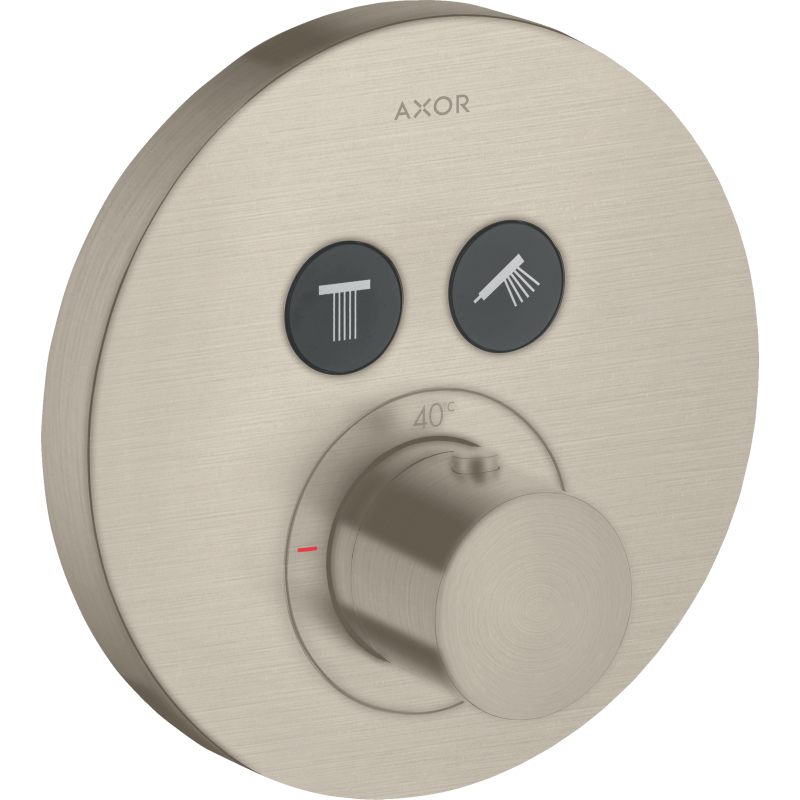 Bateria termostatyczna do 2 odbiorników, okrągła, podtynkowa Nikiel Szczotkowany ShowerSolutions AXOR 36723820
