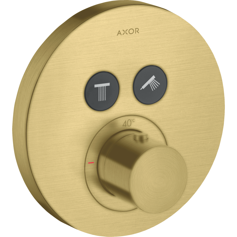 Bateria termostatyczna do 2 odbiorników, okrągła, podtynkowa Mosiądz Szczotkowany ShowerSolutions AXOR 36723950