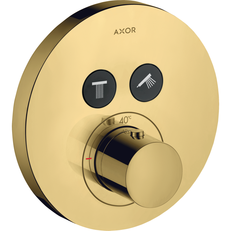 Bateria termostatyczna do 2 odbiorników, okrągła, podtynkowa Złoty Optyczny Polerowany ShowerSolutions AXOR 36723990
