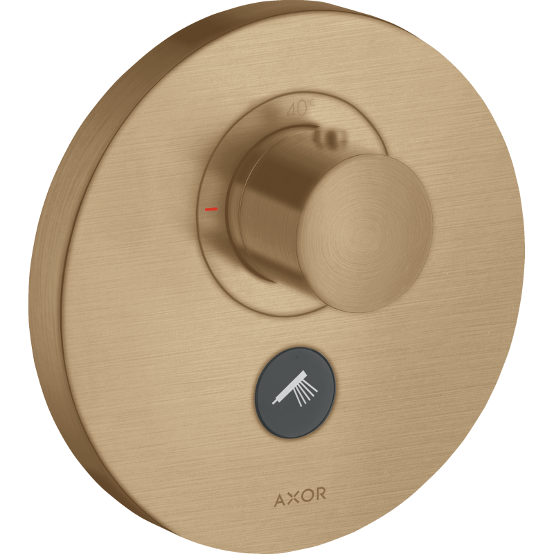Bateria termo. HighFlow do 1 odbiornika z dodatkowym wyjściem, okrągła, podtynkowa Brąz Szczotkowany ShowerSelect AXOR 36726140
