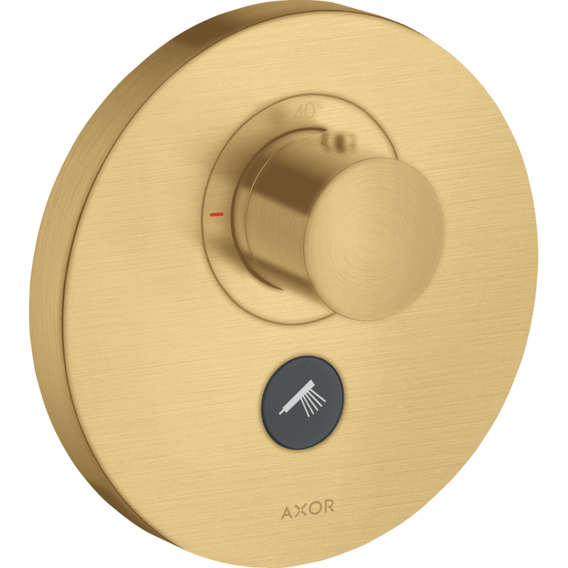 Bateria termo. HighFlow do 1 odbiornika z dodatkowym wyjściem, okrągła, podtynkowa Złoty brushed ShowerSelect AXOR 36726250