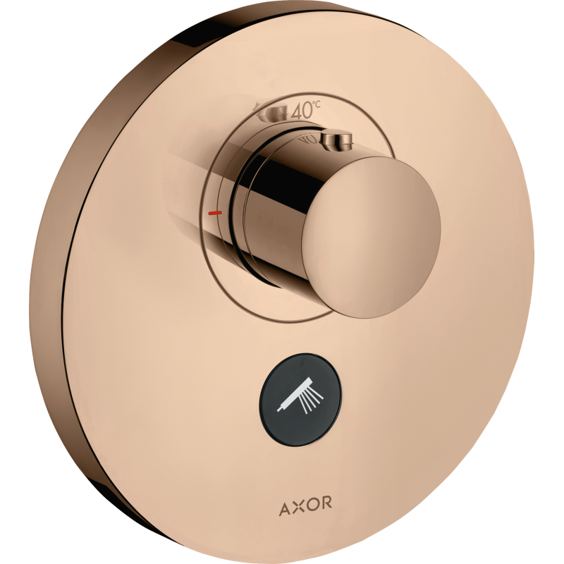 Bateria termo. HighFlow do 1 odbiornika z dodatkowym wyjściem, okrągła, podtynk. Czerwony Złoty poler ShowerSelect AXOR 36726300