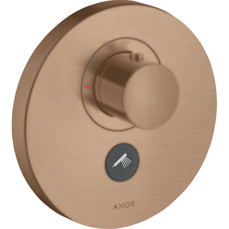Bateria termo. HighFlow do 1 odb. z dodatkowym wyjściem, okrągła, podtynk. Czerwony Złoty brushed ShowerSelect AXOR 36726310