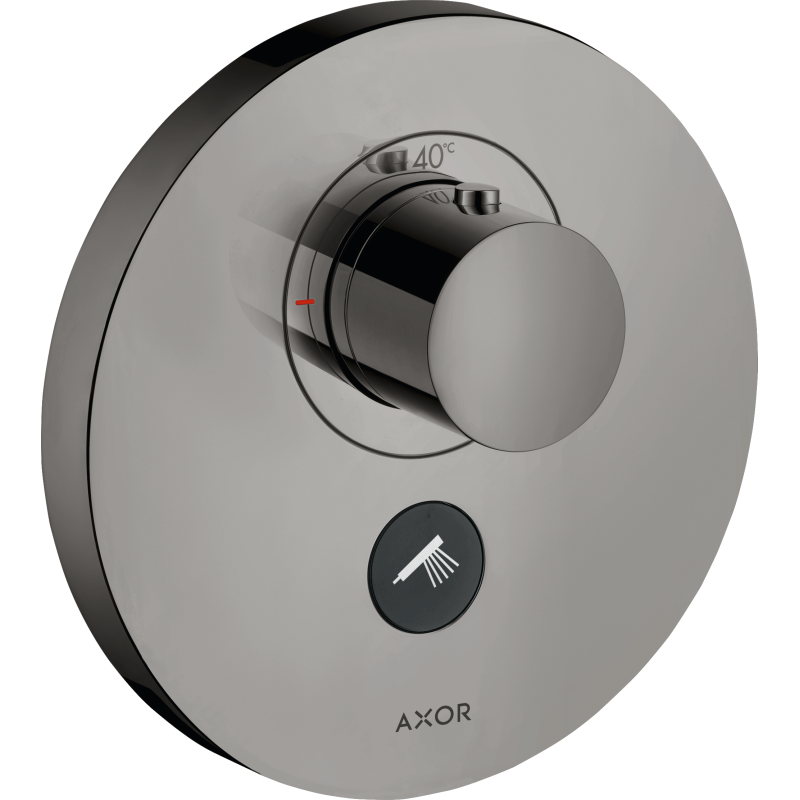 Bateria termo. HighFlow do 1 odbiornika z dodatkowym wyjściem, okrągła, podtynkowa Czarny Chrom poler ShowerSelect AXOR 36726330