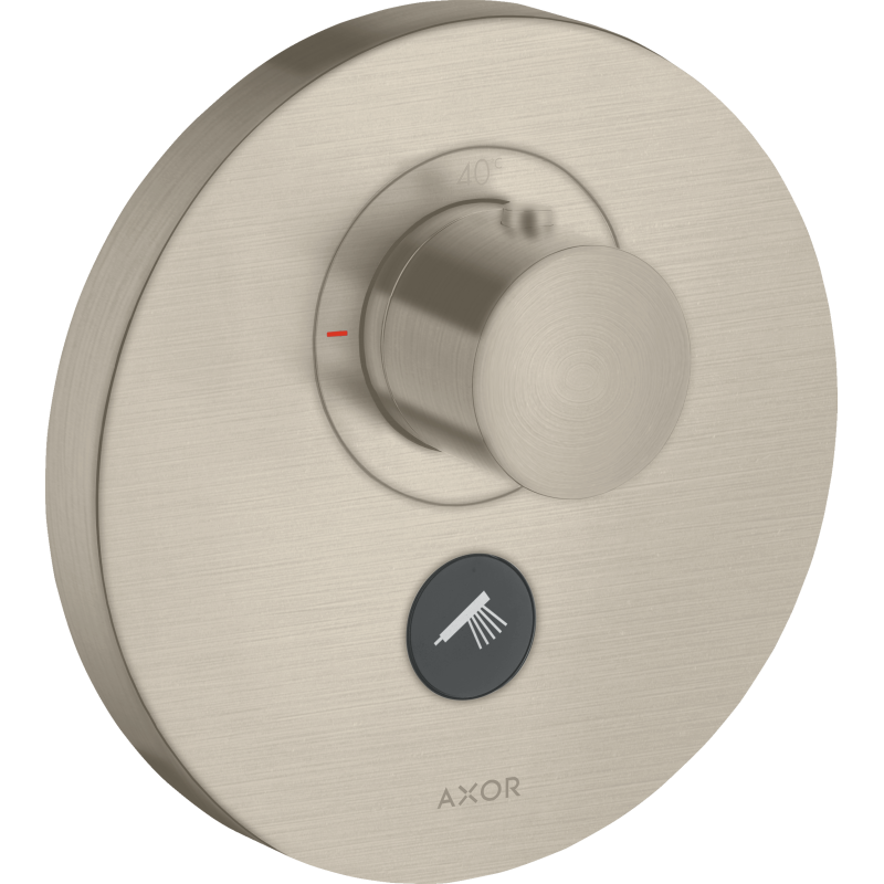 Bateria termo. HighFlow do 1 odbiornika z dodatkowym wyjściem, okrągła, podtynkowa Nikiel brushed ShowerSelect AXOR 36726820