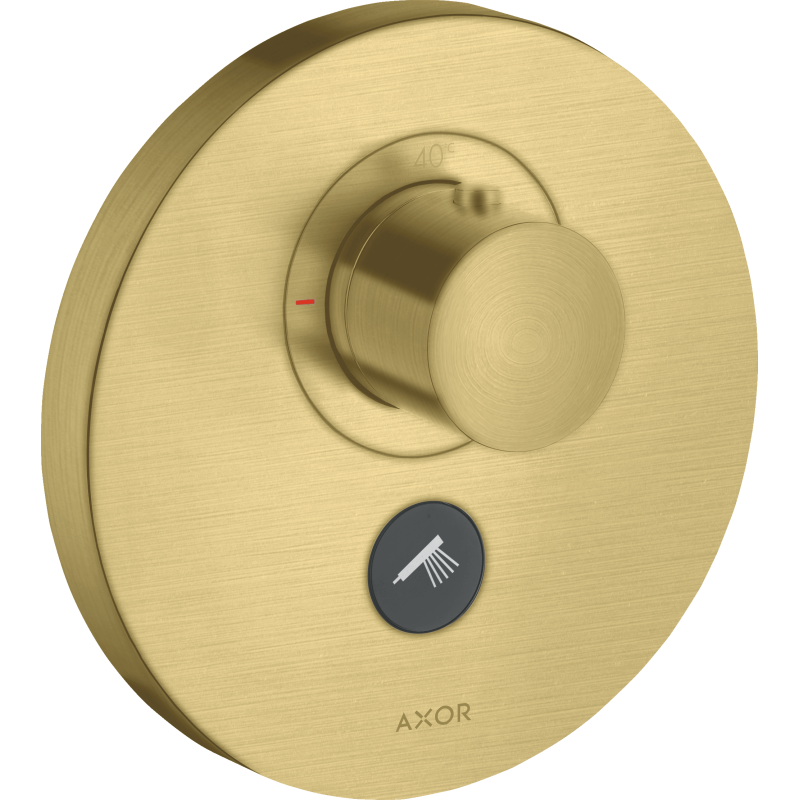 Bateria termo. HighFlow do 1 odbiornika z dodatkowym wyjściem, okrągła, podtynkowa Mosiądz brushed ShowerSelect AXOR 36726950