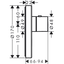 Bateria termo. HighFlow do 1 odbiornika z dodatkowym wyjściem, okrągła, podtynkowa Złoty poler ShowerSelect AXOR 36726990