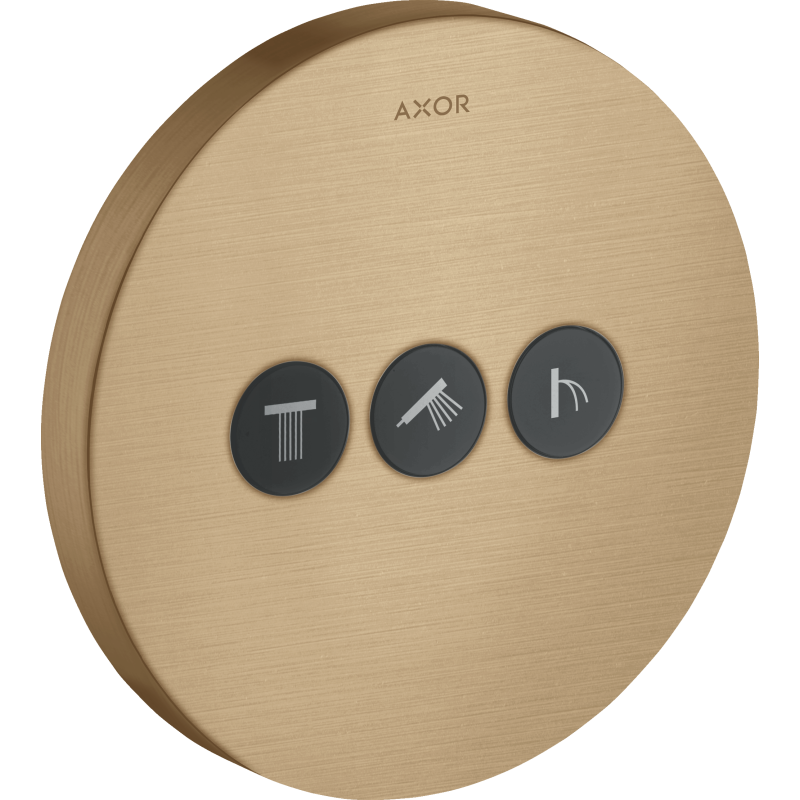 Zawór odcinający do 3 odbiorników, okrągły, podtynkowy Brąz Szczotkowany ShowerSelect AXOR 36727140