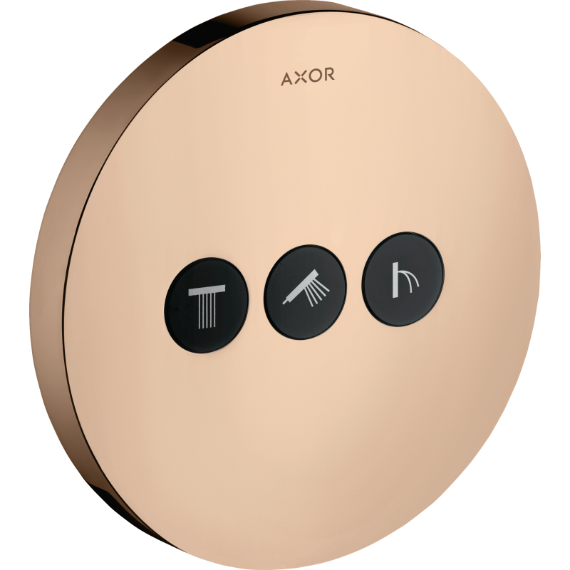 Zawór odcinający do 3 odbiorników, okrągły, podtynkowy Czerwony Złoty Polerowany ShowerSelect AXOR 36727300