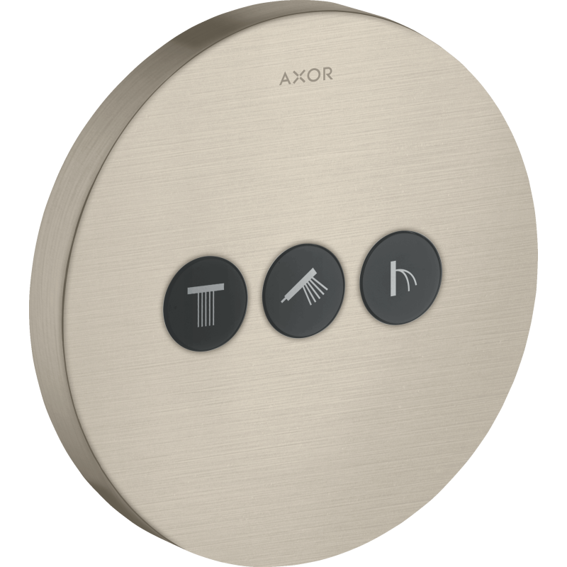 Zawór odcinający do 3 odbiorników, okrągły, podtynkowy Nikiel Szczotkowany ShowerSelect AXOR 36727820