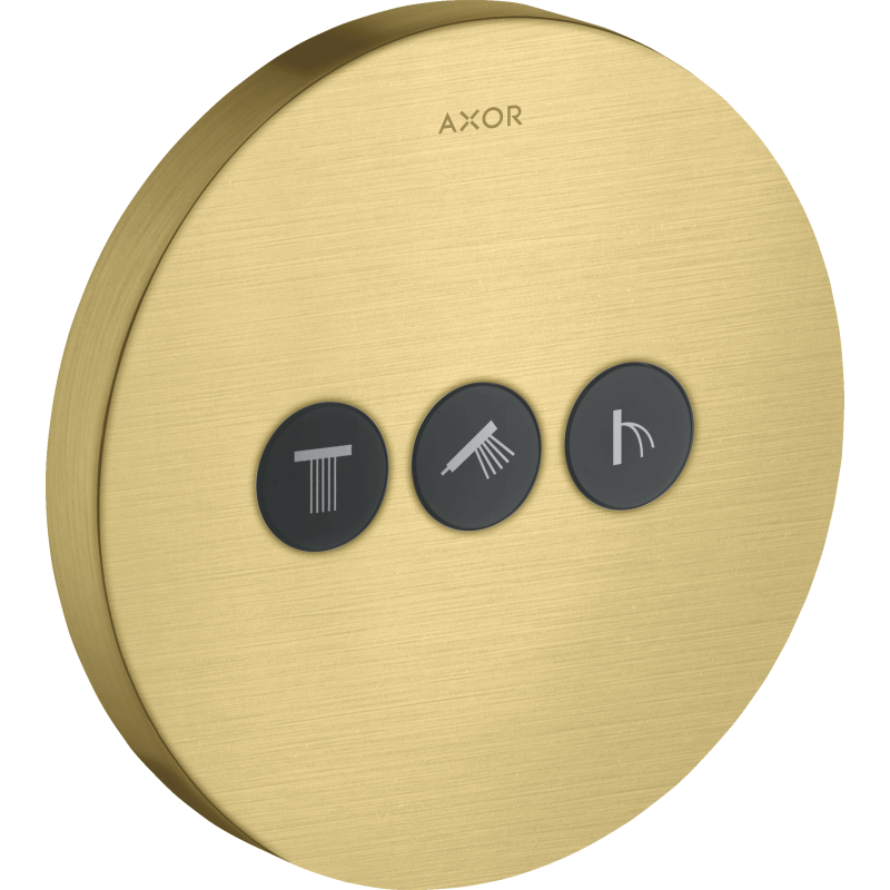 Zawór odcinający do 3 odbiorników, okrągły, podtynkowy Mosiądz Szczotkowany ShowerSelect AXOR 36727950