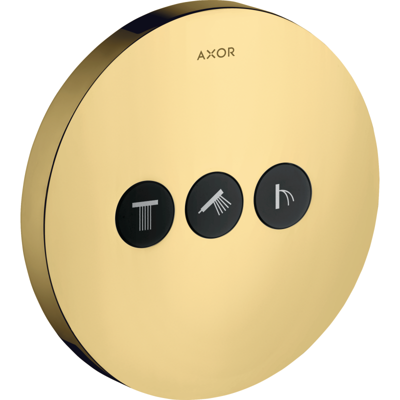 Zawór odcinający do 3 odbiorników, okrągły, podtynkowy Złoty Optyczny Polerowany ShowerSelect AXOR 36727990