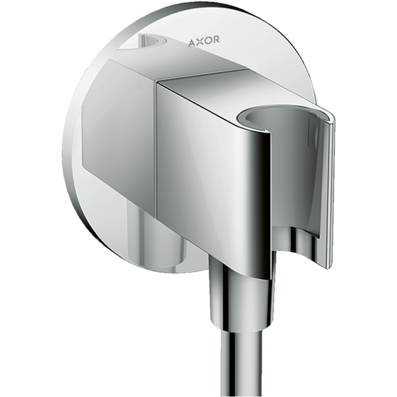 Przyłącze węża prysznicowego z uchwytem, okrągłe Czarny Chrom Polerowany ShowerSolutions AXOR 36733330