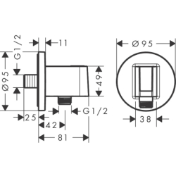 Przyłącze węża prysznicowego z uchwytem, okrągłe Czarny Matowy ShowerSolutions AXOR 36733670