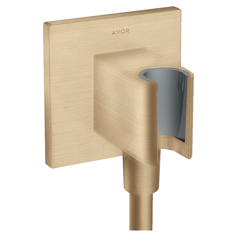 Przyłącze węża prysznicowego z uchwytem, kwadratowe Brąz Szczotkowany ShowerSolutions AXOR 36734140