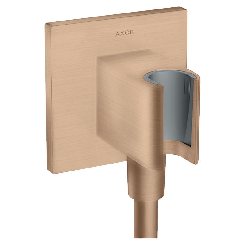 Przyłącze węża prysznicowego z uchwytem, kwadratowe Czerwony Złoty Szczotkowany ShowerSolutions AXOR 36734310