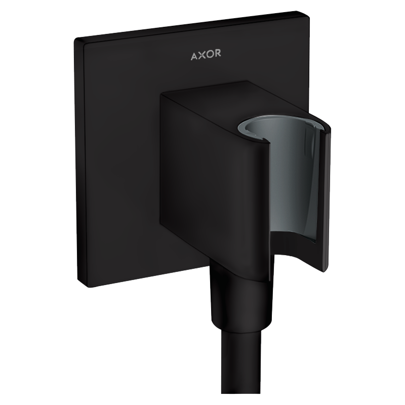 Przyłącze węża prysznicowego z uchwytem, kwadratowe Czarny Matowy ShowerSolutions AXOR 36734670