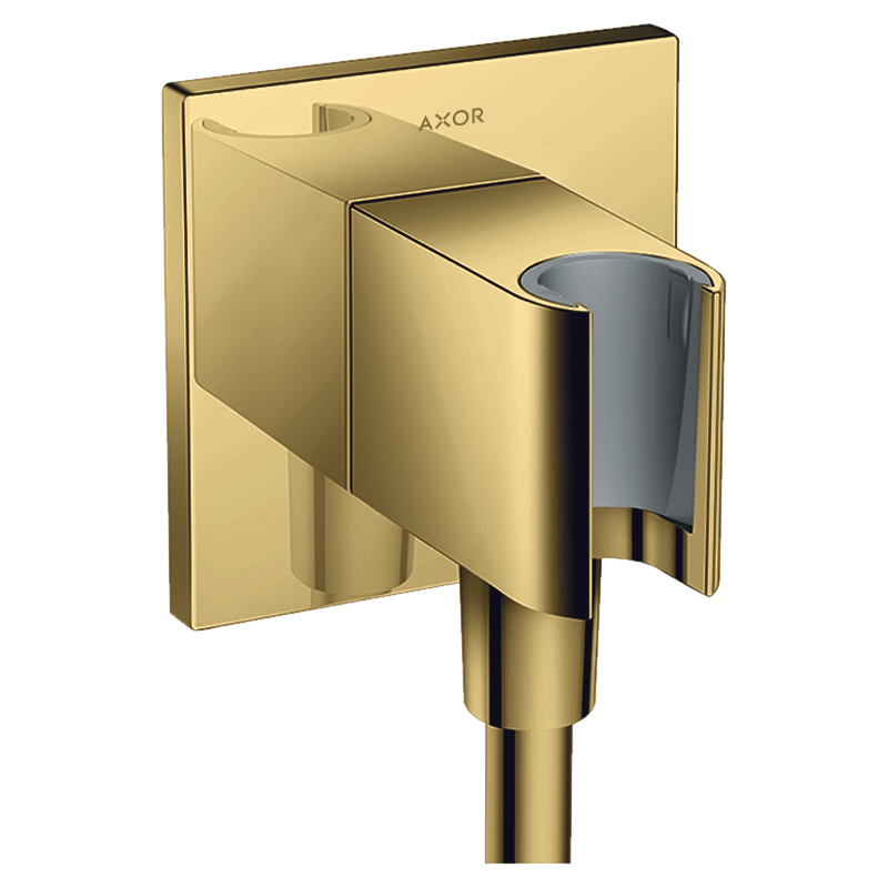 Przyłącze węża prysznicowego z uchwytem, kwadratowe Złoty Optyczny Polerowany ShowerSolutions AXOR 36734990