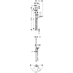 Zestaw prysznicowy 0,90 m z główką prysznicową 120 3jet Nikiel Polerowany Citterio E AXOR 36735830