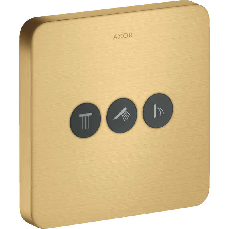 Zawór odcinający do 3 odbiorników, softsquare, podtynkowy Złoty Optyczny Szczotkowany ShowerSelect AXOR 36773250