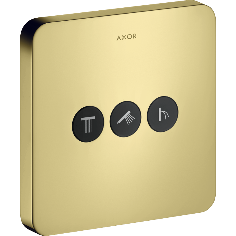 Zawór odcinający do 3 odbiorników, softsquare, podtynkowy Złoty Optyczny Polerowany ShowerSelect AXOR 36773990