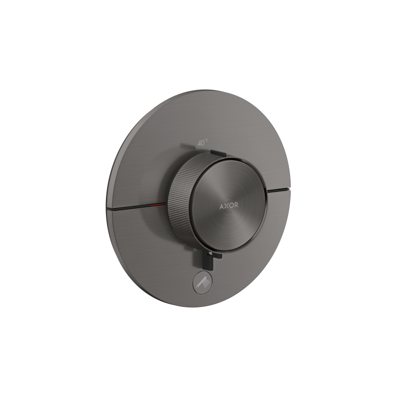 Bateria termo. HighFlow do 1 odb. z dodatkowym wyjściem, okrągła, podtynk. Czarny Chrom brushed ShowerSelect ID AXOR 36776340
