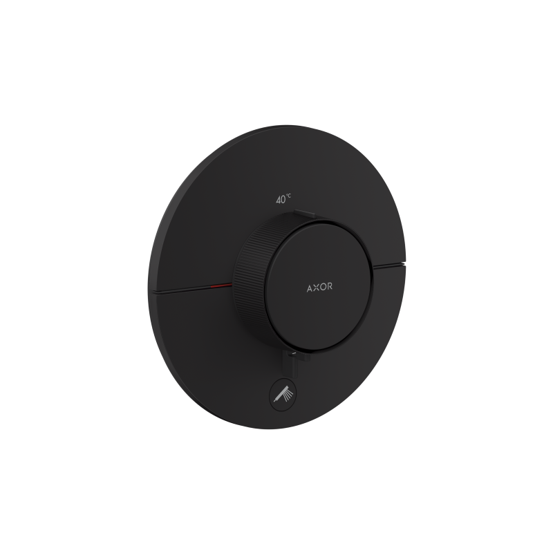 Bateria termo. HighFlow do 1 odbiornika z dodatkowym wyjściem, okrągła, podtynkowa Czarny Matowy ShowerSelect ID AXOR 36776670