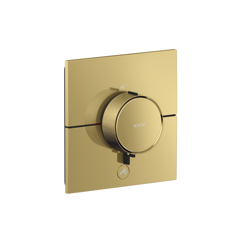 Bateria termo. HighFlow do 1 odbiornika z dodatkowym wyjściem, kwadratowa, podtynkowa Złoty poler ShowerSelect ID AXOR 36777990