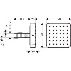 Moduł prysznicowy 120/120, softsquare, podtynkowy Czarny Chrom Szczotkowany Citterio E AXOR 36822340