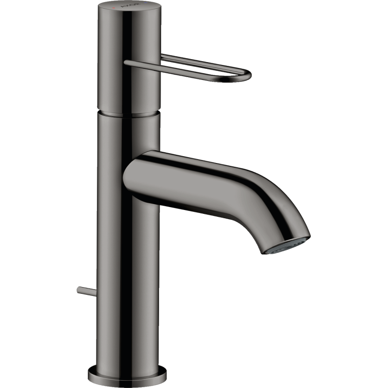 Jednouchwytowa bateria umywalkowa 100 z uchwytem Loop i kompletem odpływowym z cięgłem Czarny Chrom Polerowany Uno AXOR 38023330