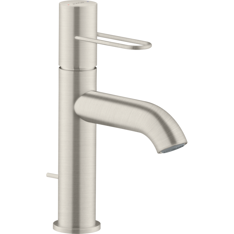 Jednouchwytowa bateria umywalkowa 100 z uchwytem Loop i kpl odpływowym z cięgłem Stal Szlachetna Optyczna Uno AXOR 38023800