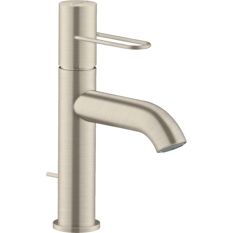 Jednouchwytowa bateria umywalkowa 100 z uchwytem Loop i kompletem odpływowym z cięgłem Nikiel Szczotkowany Uno AXOR 38023820