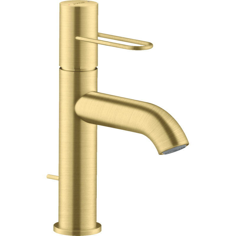 Jednouchwytowa bateria umywalkowa 100 z uchwytem Loop i kompletem odpływowym z cięgłem Mosiądz Szczotkowany Uno AXOR 38023950