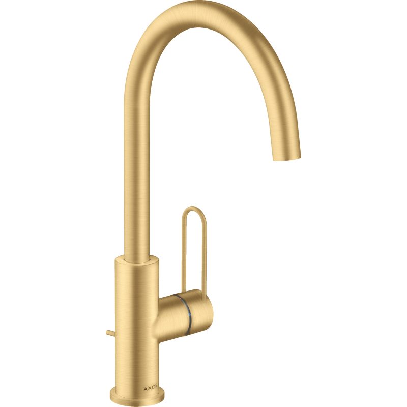 Jednouchwytowa bateria umywalkowa 240 z uchwytem Loop i kpl odpływowym z cięgnem Złoty Optyczny Szczotkowany Uno AXOR 38036250