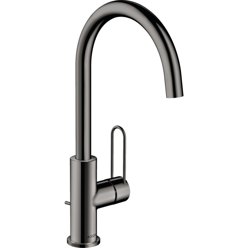 Jednouchwytowa bateria umywalkowa 240 z uchwytem Loop i kompletem odpływowym z cięgnem Czarny Chrom Polerowany Uno AXOR 38036330