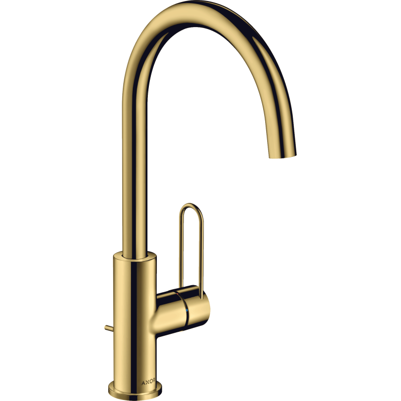 Jednouchwytowa bateria umywalkowa 240 z uchwytem Loop i kpl odpływowym z cięgnem Złoty Optyczny Polerowany Uno AXOR 38036990